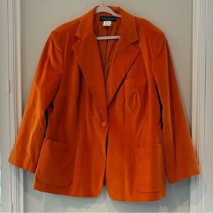 Harvé Benard Vibrant Orange Velvet Women's Blazer